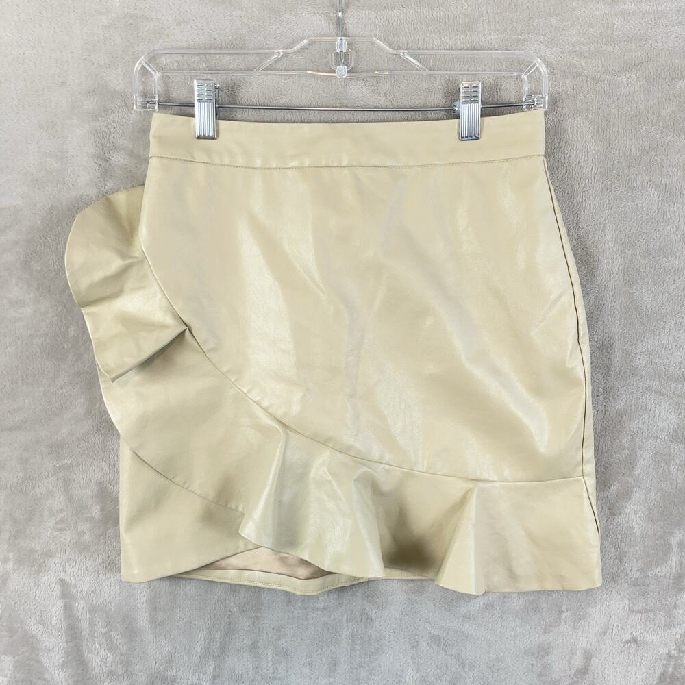 Majorelle Poseidon Skirt Ivory Vegan Leather Ruffle Small Revolve Sculptural - Picture 2 of 9